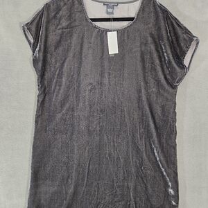 NWT Chelsea & Theodore Womens Large Midi Dress Gray Velour Velvet Oversized
